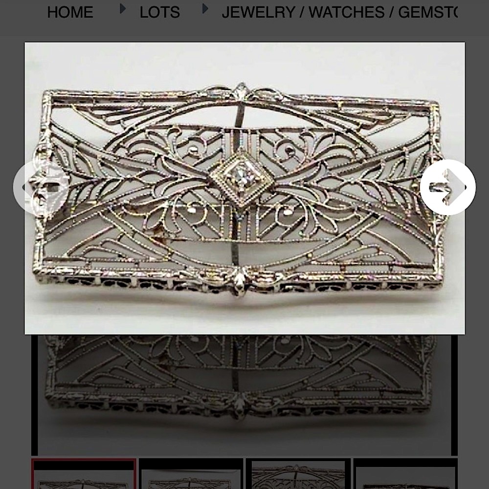 PLATINUM & 14K WHITE GOLD DIAMOND BROOCH